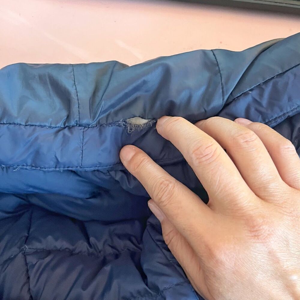 Lands' End Quilted Puffer Down Feathers Zip Button Pocket Packable Hoodie Coat - Picture 16 of 16
